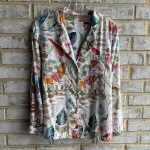 Anthropologie Michelle Morin Animalia Long Sleeve Sleep Shirt Women's Size S